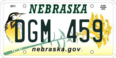 NE license plate DGM459
