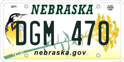 NE license plate DGM470