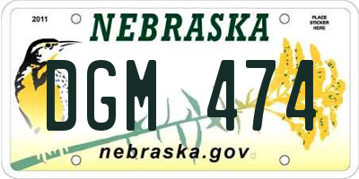 NE license plate DGM474