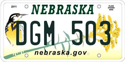 NE license plate DGM503