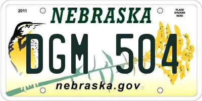 NE license plate DGM504