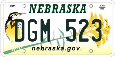 NE license plate DGM523