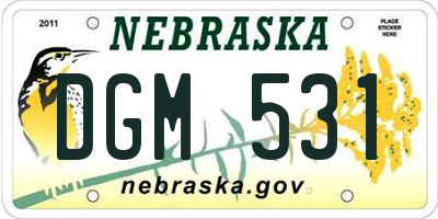 NE license plate DGM531