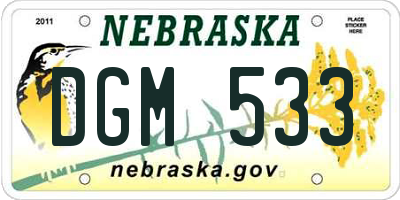 NE license plate DGM533