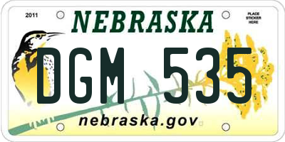 NE license plate DGM535