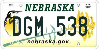 NE license plate DGM538