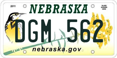 NE license plate DGM562