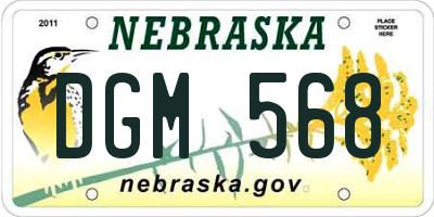 NE license plate DGM568