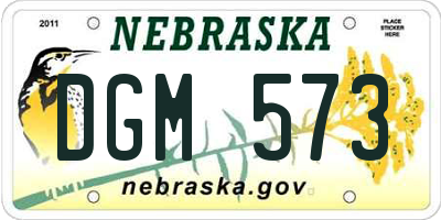 NE license plate DGM573