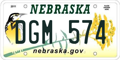 NE license plate DGM574