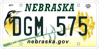 NE license plate DGM575
