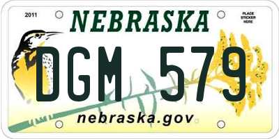 NE license plate DGM579