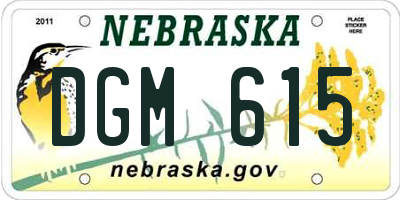 NE license plate DGM615