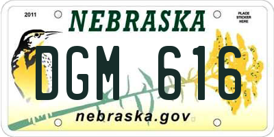 NE license plate DGM616