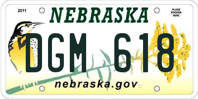 NE license plate DGM618