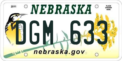 NE license plate DGM633
