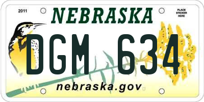 NE license plate DGM634