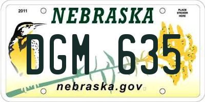 NE license plate DGM635