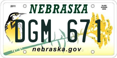 NE license plate DGM671