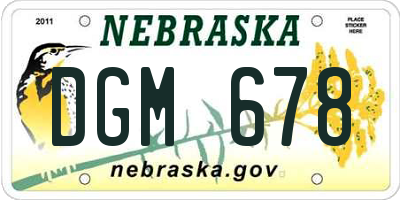 NE license plate DGM678