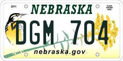 NE license plate DGM704