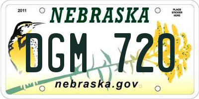 NE license plate DGM720