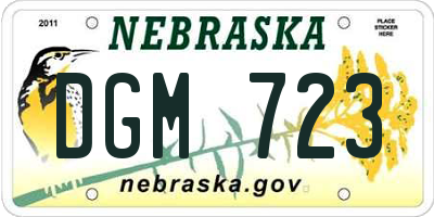 NE license plate DGM723