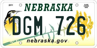NE license plate DGM726