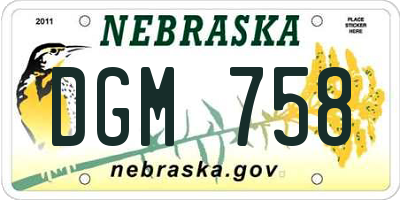 NE license plate DGM758