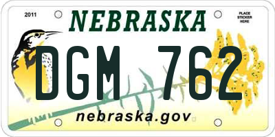 NE license plate DGM762