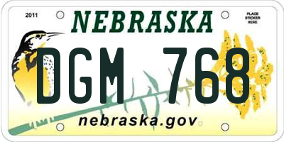 NE license plate DGM768