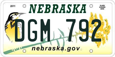 NE license plate DGM792