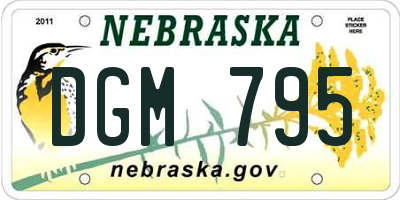 NE license plate DGM795