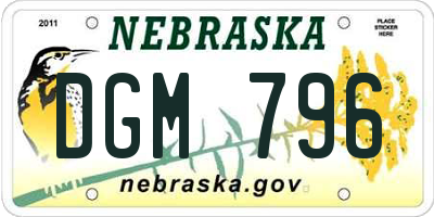 NE license plate DGM796