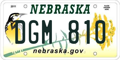 NE license plate DGM810