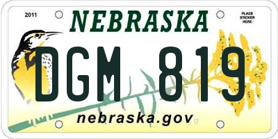 NE license plate DGM819