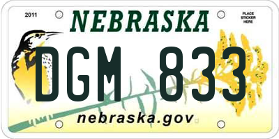 NE license plate DGM833