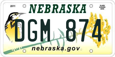 NE license plate DGM874