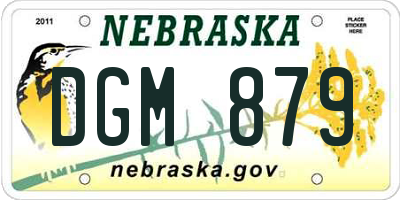 NE license plate DGM879
