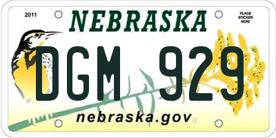 NE license plate DGM929