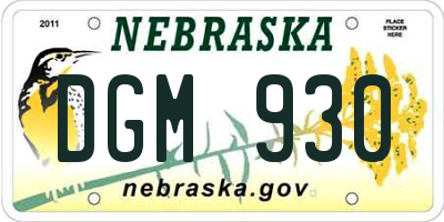 NE license plate DGM930