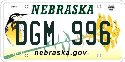 NE license plate DGM996