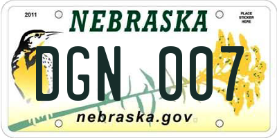 NE license plate DGN007