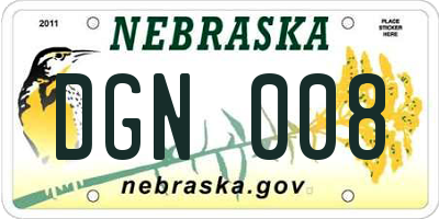 NE license plate DGN008