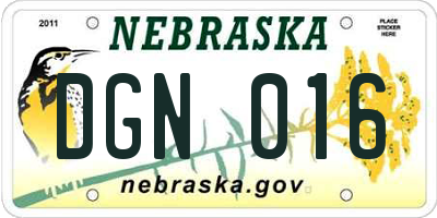 NE license plate DGN016