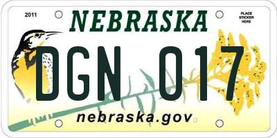NE license plate DGN017