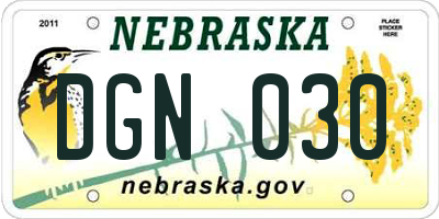 NE license plate DGN030