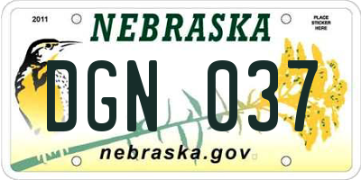NE license plate DGN037