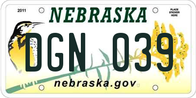 NE license plate DGN039