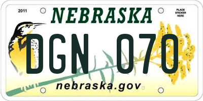 NE license plate DGN070